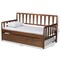 Baxton Studio Midori Walnut Wood Twin Size Daybed with Roll-Out Trundle Bed 168-10834-10835 - alternate 4